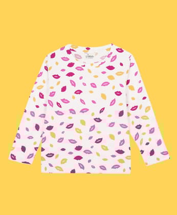 LIPS LONG SLEEVES GIRLS T-SHIRT - WHITE-6-12 MONTHS / 1N / WHITE