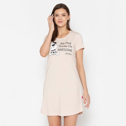 Women Cotton Sleepshirt - Wisper Pink Wisper Pink S