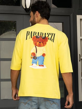 Paparazi Lemon Yellow Oversized Drop shoulder Tee by Gavin Paris-S / Yellow