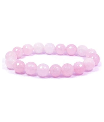 Rose Quartz Diamond Cut Round Bead 8 mm Crystal/Stone Bracelet for Unisex - None