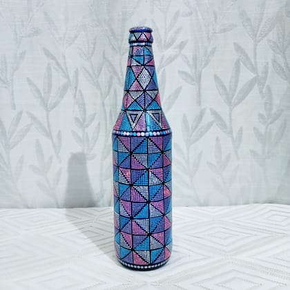 Hand painted Bottle with Dot Art for Home Decor - Bottles & Brushes