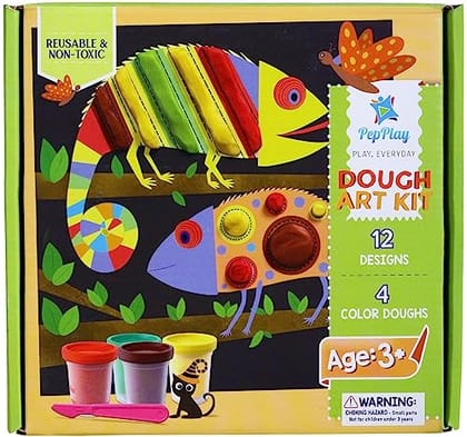         Pepplay Clay Dough Art Kit for Kids, DIY Dry Clay Art Set for 3 Years+, Reusable and Non-Toxic DIY Clay Kit (12 Creative Design Art Cards with 4 Colour Clay Boxes)       