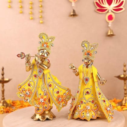 Pushp Mala Yellow Lehenga Dhoti with Patka & Shringar Set-2 inch / Yellow
