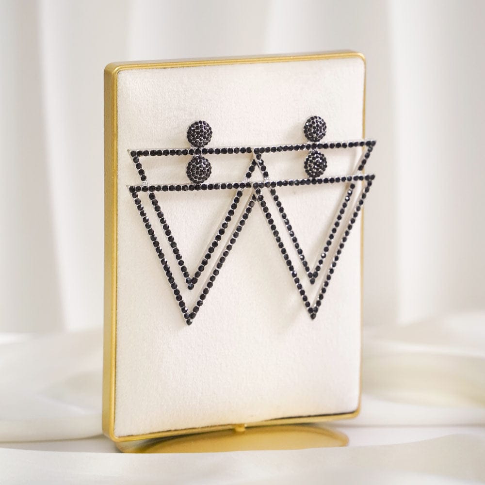 Trendsetter Crystal Earrings-Black