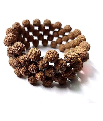 Natural 5 Face Rudraksh Bracelet (5 Ladi-108 Beads) AAA Quality for Men & Women - None