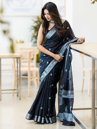 Woven Design Floral Zari Designer Silk Cotton Chanderi Saree