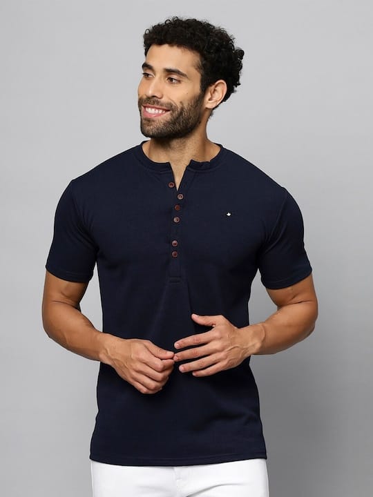 Henley Neck Cotton T-shirt