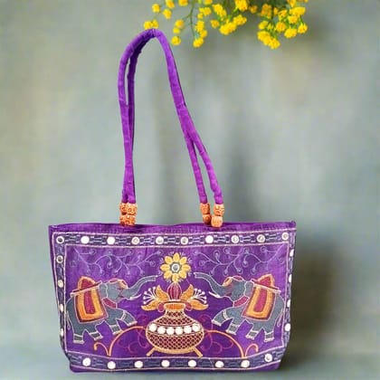 Clutch Bags With Embroidery Work | Latest Trendy Shoulder Sling Bags | Stylish Ladies Purse Handbag - For Woman, Girls, Tablet, Office & Gifts-Purple