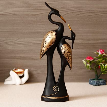 Black Loving Swan Couple Handcrafted Polyresin Decorative Showpiece-Free Size