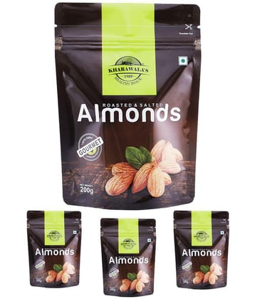 Kharawala''s Roasted & Salted Almonds Pack of 4 (200 gms each)
