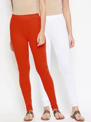 Women Pack of 2 Solid Churidar Leggings