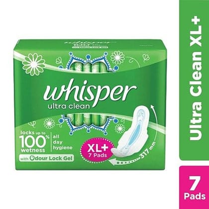 Whisper Sanitary Pads - Xl Plus Wings, Ultra, 7 Pcs(Savers Retail)