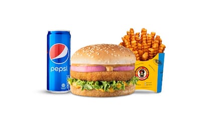 Chotu Singh Burger Combo __ Classic Salted Fries (Regular),Pepsi Can