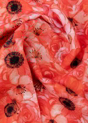 Linen Cotton Blend,Digital Print,Plain,Bursting Orange, Men And Women, Unstitched Shirting Or Top Fabric-1 Meter