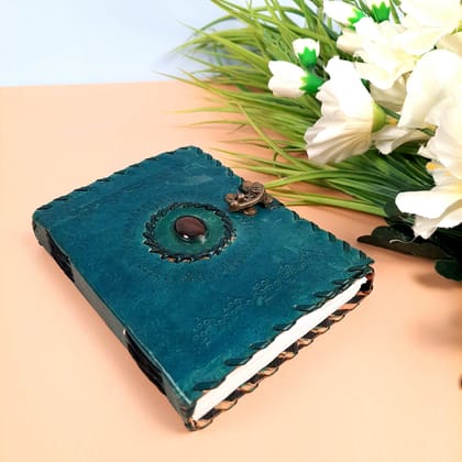 Leather Diary Vintage With Lock | Journal Notebook With Handmade Paper | Personal Traveller's Book, Sketchbook - for Writing, Table, Office, Desk, Study, Corporate Gifts | Gift for Him / Her - 7 