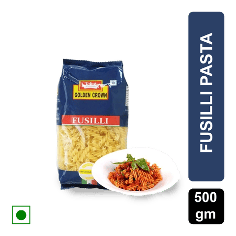 Golden Crown Fusilli Pasta, 500 gm Pouch