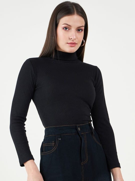 Set of 2 Long Sleeves Turtle Neck Fitted Top