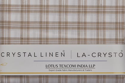 Linen Cotton Blend, Yarn Dyed Checks, Plain,White And BrownMen And Women, Unstitched Shirting Or Top Fabric-1 Meter