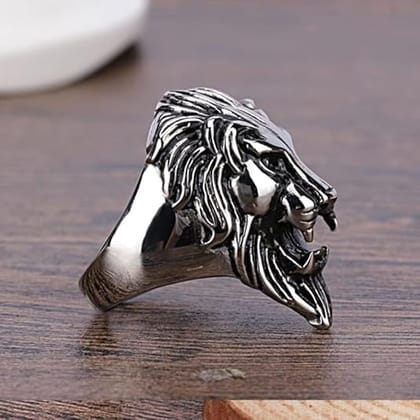 Satguru Men's Ring Stainless Steel Ring Two Colors Domineering Lion Head Skull Biker Ring for Men Boy Punk Rock Fashion Jewelry