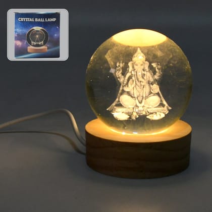 3D Crystal Ball lamps for Bedroom 3D Lamps for Home Decoration 3D Crystal Ball Night Light Gifts for Women Gifts for Men Room Decor Items for Bedroom for Friend and Family (1 Pc)-Ganpati 2