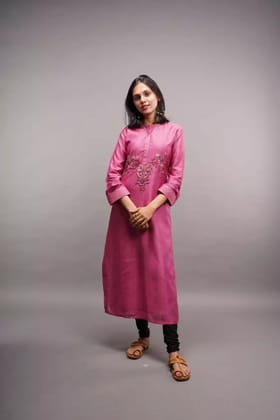 Tisser Cotton Silk Kurti With Hand Embroidery