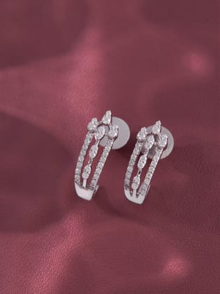 Surahi Moissanite Silver Hoop Earrings for Women White Gold-White Gold
