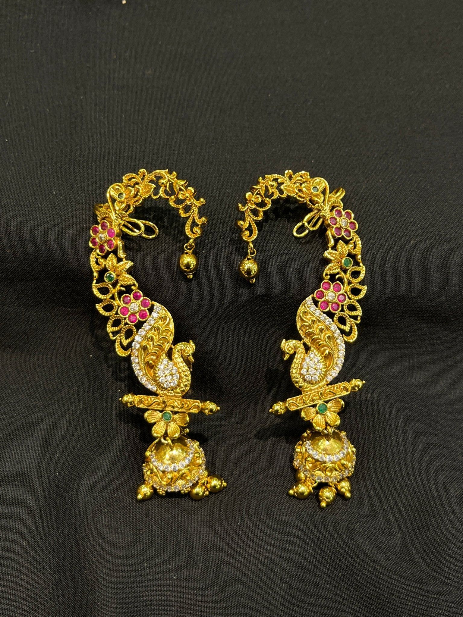 Peacock earcuff rings