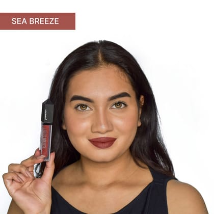 Love Earth Liquid Mousse Lipstick  - Sea Breeze Matte Finish | Lightweight, Non-Sticky, Non-Drying,Transferproof, Waterproof | Lasts Up to 12 hours with Vitamin E and Jojoba Oil - 6ml