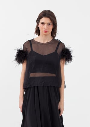 Organza Feather Top-Small / Black