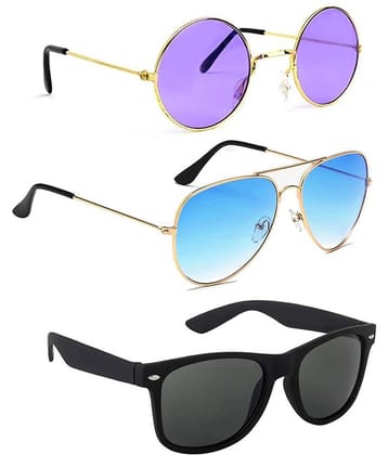Elligator Multicolor Round Sunglasses ( Pack of 3 ) - Medium