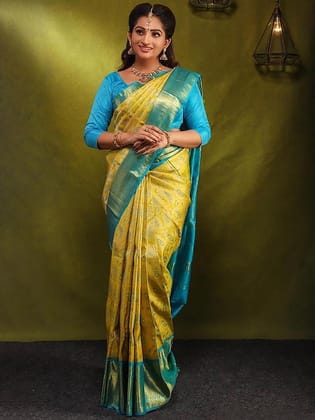 Woven Design Zari Silk Blend Banarasi Saree