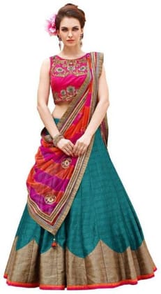 Narivastra Firozi Color Semi-Stitched Lehenga Choli