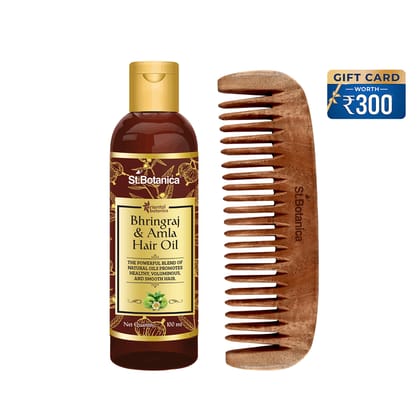 Bhringraj Hair Oil With Neem Wooden Comb