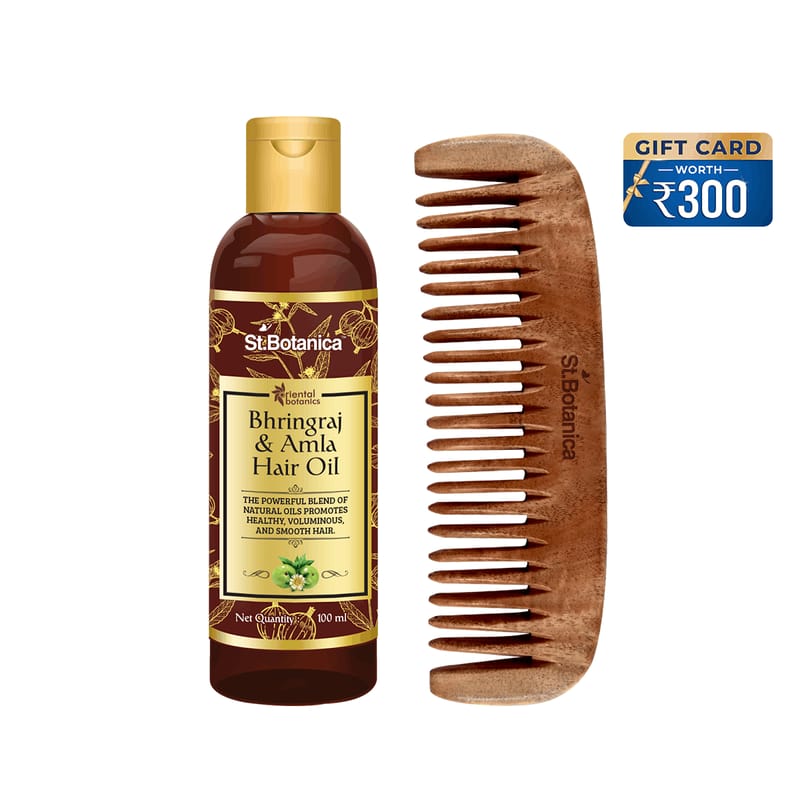 Bhringraj Hair Oil With Neem Wooden Comb