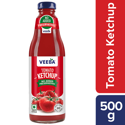 Veeba Tomato Ketchup - No Added Preservatives, 500 G Glass Jar(Savers Retail)