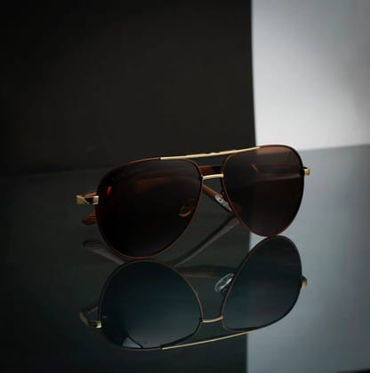 Maverick Aviator Champagne Brown Lens Polarized Sunglasses