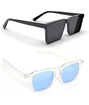 Elligator Multicolor Rectangular Sunglasses ( Pack of 2 ) - Medium