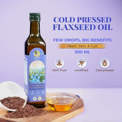 Organic Cold Pressed Flaxseed Oil - 500 ml-500 ml
