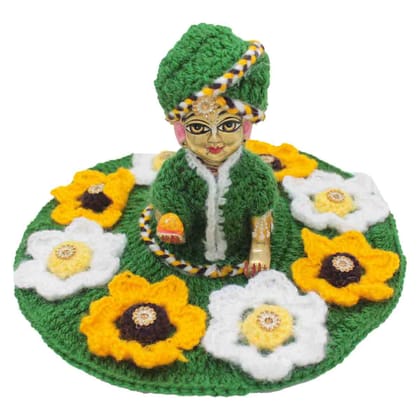 Flower and Stone decorated woollen dress for Laddu Gopal JI-0