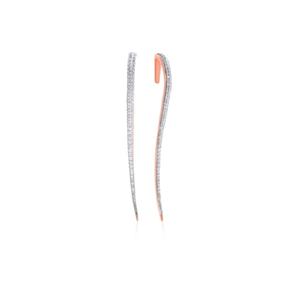Senco Gold 14K Rose Gold Wavy Charisma Diamond Long Earrings (Gold Weight - 6.8 g / 0.7 carat / HI-SI)