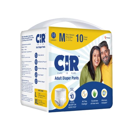 CIR Adult Diaper Pants Unisex with Wetness Indicator I Odour Control - (M, L & XL) Medium (75-100 cm I 30” – 40”) Pack of 1 x 10 units