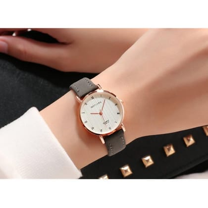 Simple Casual Belt Ladies Couple Quartz Watch-Black