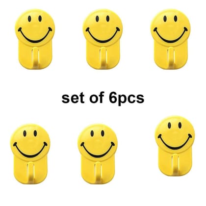 604 Plastic Self-Adhesive Smiley Face Hooks, 1 Kg Load Capacity (6pcs)