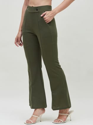 Women Mid-Rise Smart Skinny Fit Bootcut Trousers