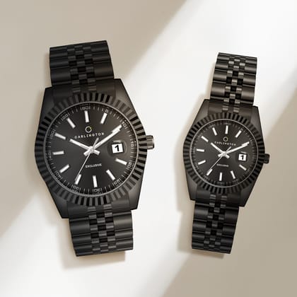 Carlington Exclusive Series 8811 Black Men + 8811 black Women Analog Wrist Watch For couple