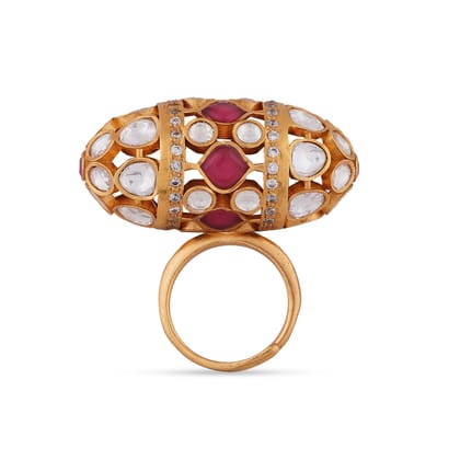 Avgi - Polki and Red Stone Kundan Ring