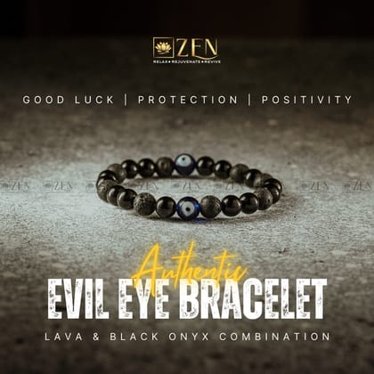Zen Evil Eye with Lava & Black Onyx to prevent from Misfortune-S - 6.5 inches (Women)