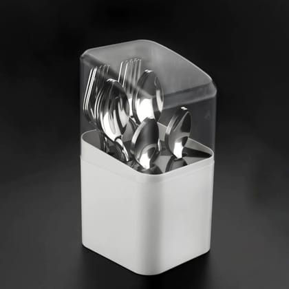 Decent Dazzle Stainless Steel Cutlery Set | Set of 18 Pcs White