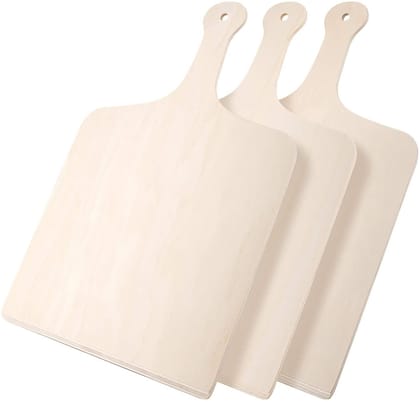 Whittlewud Pack of 3, Pizza Peel Wood, Wooden Cutting Board, Pizza Stone for oven, Pizza Spatula, Bread, Cutting Fruit, Vegetables.-6 Inch x 6 Inch / 6 MM