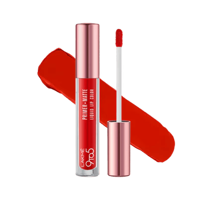 Lakme 9to5 Primer + Matte Liquid Lip Color - MR1 Fiery Scarlet (4.2ml)